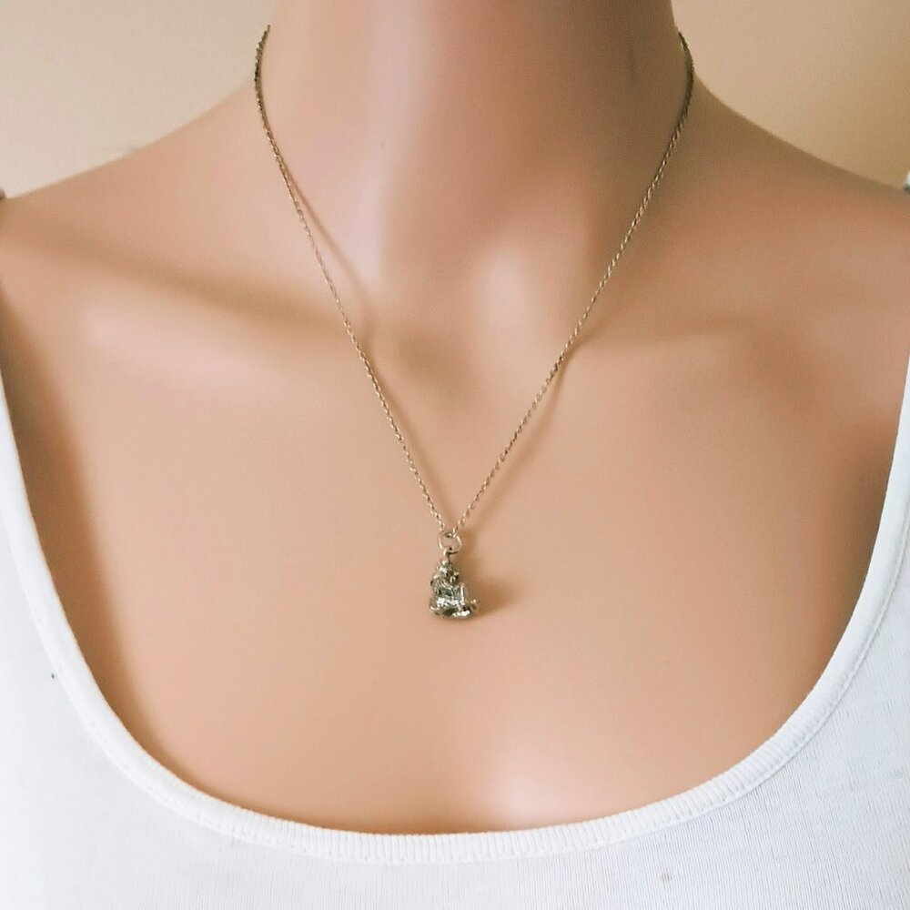 TBC 925 Dog Charm Pendant Necklace 18" Sterling Silver Nugget 3D Puppy Jewelry